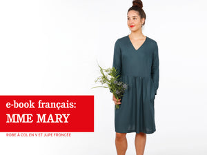 Madame MARY • Robe à col en V et jupe froncée